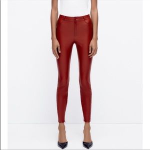 Zara Red Leather Pants